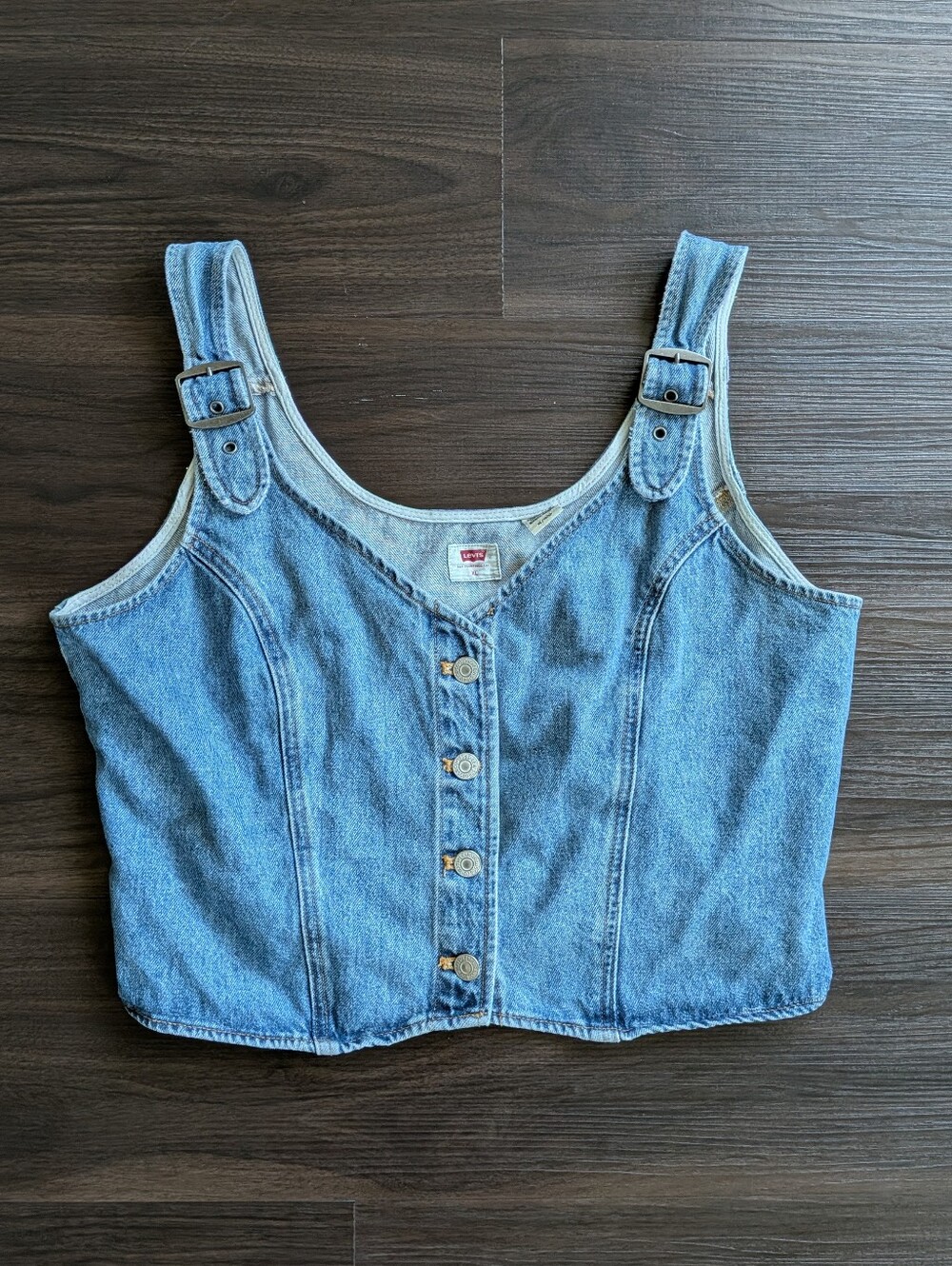 Levi's Denim Vest Top Distressed Fall Boho Prairie Cottagecore 100% Cotton XL